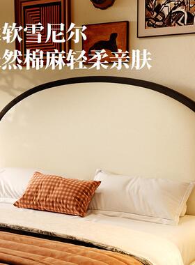 与法式古白色AHB暮带夏床雪尼尔绒床复平移储物抽屉吉收纳双人布