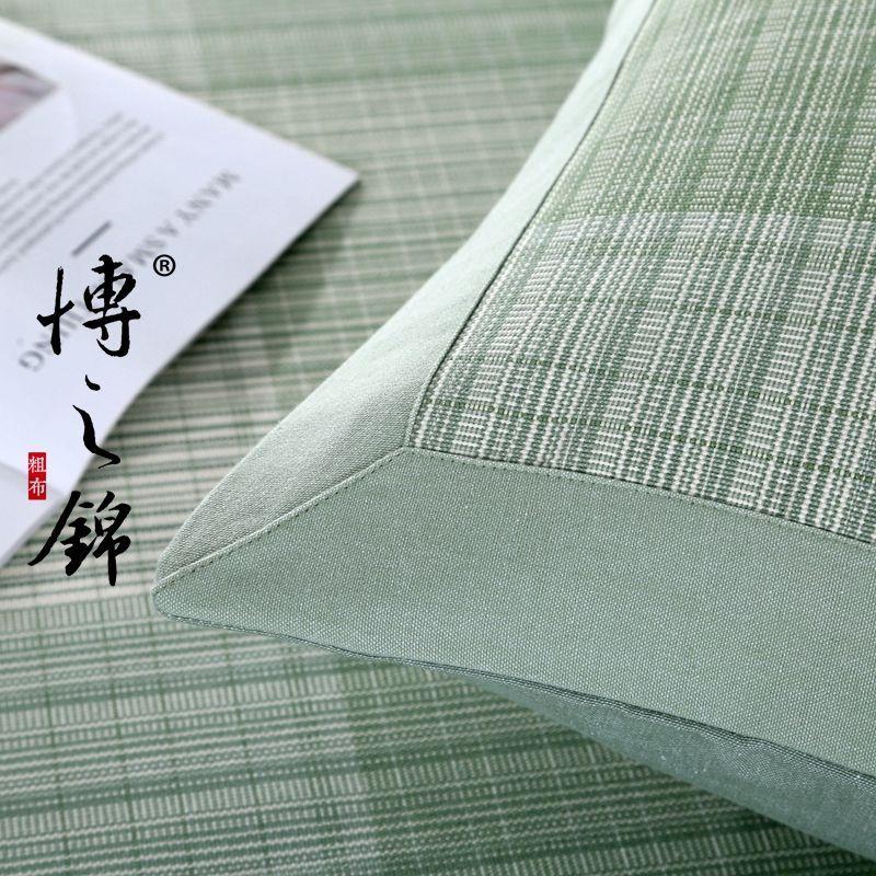 加厚老粗布纯棉枕套一对装全棉成人学生护颈简约条纹信封式枕头套