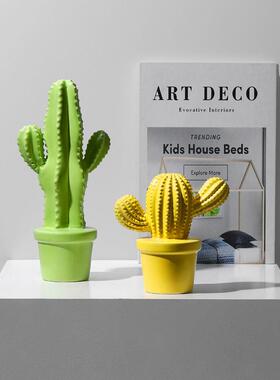 北欧现代简约陶瓷仙人掌摆件创意客样板间视柜桌面电居装饰QKA厅