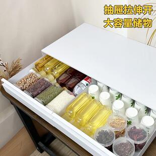 不微波炉双锈钢双层抽物拉置款物架厨房小电杂收纳神器抽屉置物家