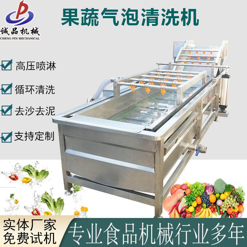 预制菜加工清洗流水线气泡果蔬清洗设备蓝莓枸杞大枣毛豆清洗机