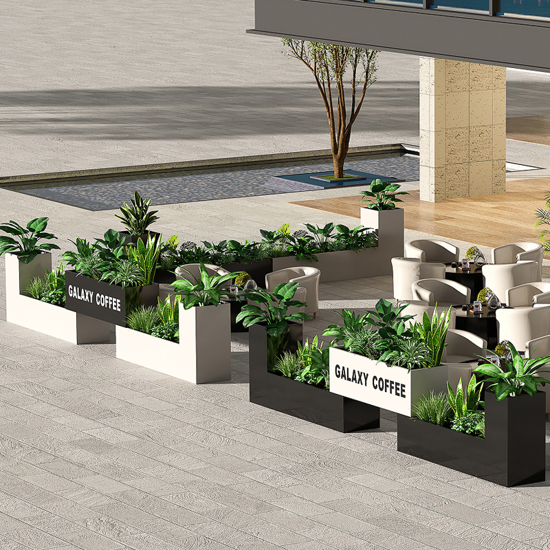 户外铁艺花箱组合样品屋展示中心花坛庭院隔断花槽商业街W花盆不