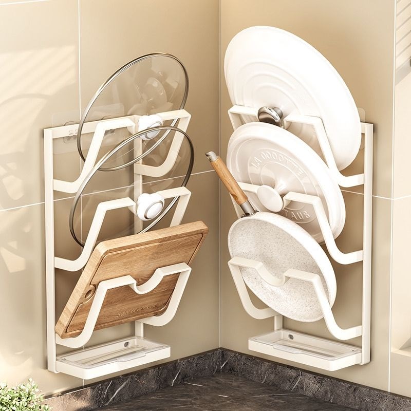 厨房锅盖架壁挂免打孔厨房置物架多功能家用收纳T菜板放置器砧板