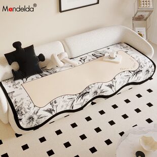 满得达异形硅胶底多尼尔沙发垫奶油风网红沙发盖布新款2025新通用