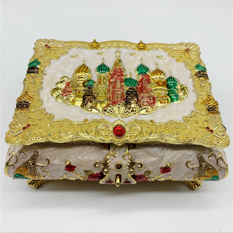 俄罗斯首饰盒收纳盒化妆用欧式复古风格人气宫带镜片大号白城堡