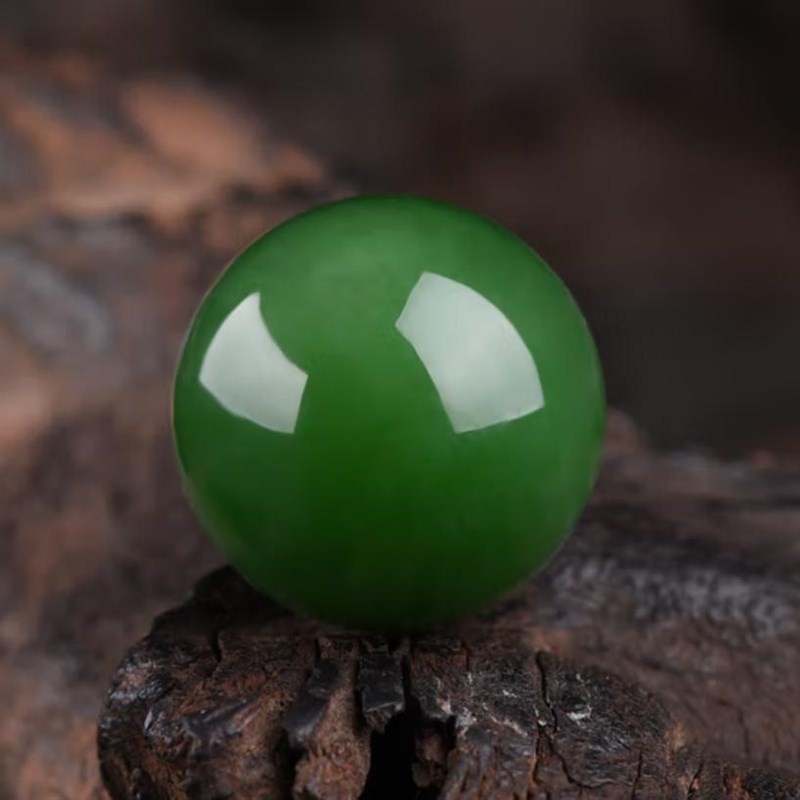 俄料满绿和田玉碧玉单珠散珠无A黑点玉珠子金刚星月多宝手链配饰