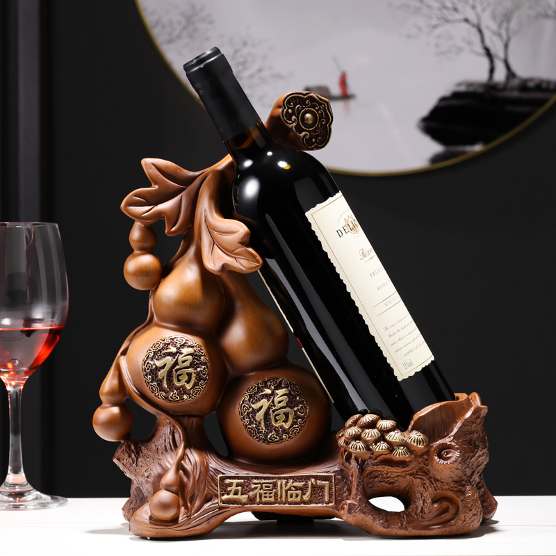 葫芦红酒架摆件家居创意客厅葡萄酒E架中式桌餐边柜酒托酒柜装饰
