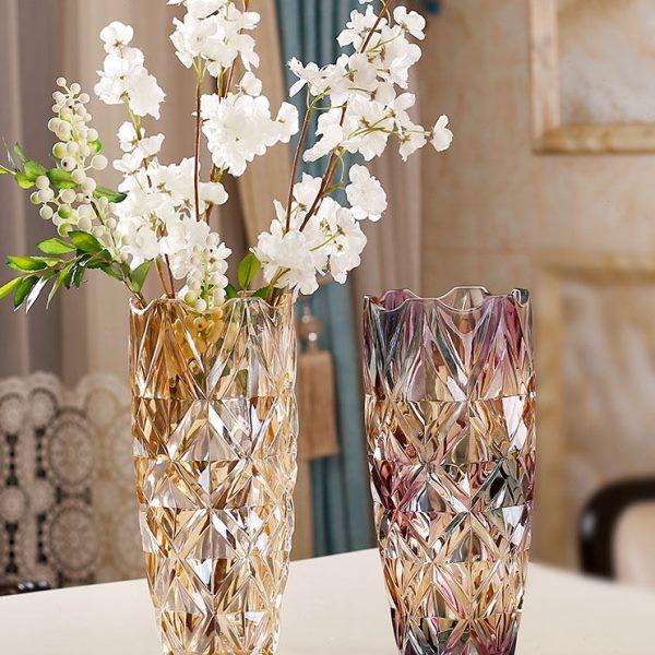 天台悦先欧式轻奢透明水晶玻璃花摆件客厅插花级感餐桌富贵竹,家居饰品,花瓶,淘宝优惠券,粉丝福利购,淘宝优惠卷