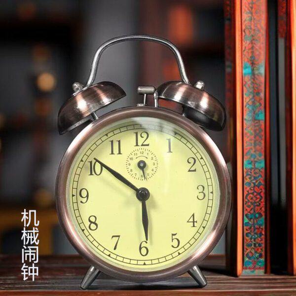 复古铁合金老式机械闹钟创意学生闹钟发条上弦钟表金属座钟台钟