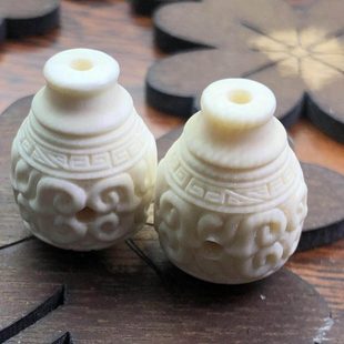 唐龙猛犸 冰料猛犸牙回纹三通 猛犸牙三通  猛犸雕刻三通