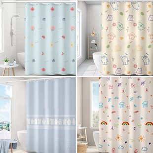 卡通门帘涤纶窗帘背景墙布洗澡挡水雨布装饰布遮挡帘子卫生间浴帘