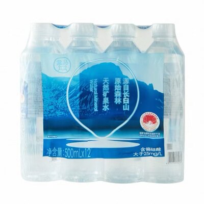 盒马长白山天然矿泉水500ml*12瓶装长白山地下涌泉口感清冽家庭装
