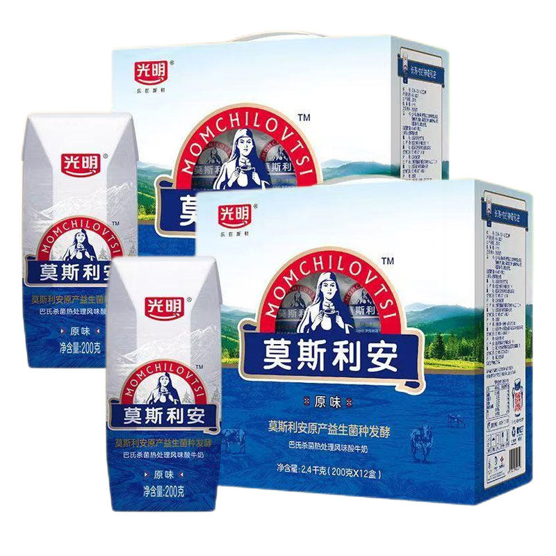 【4月新】光明莫斯利安酸奶200g*12盒整箱营养早餐原味牛奶家庭装