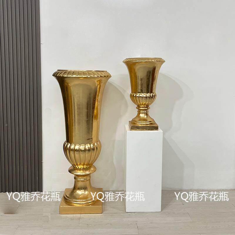 玻璃钢落地大瓶经金箔JY1585、色家居酒花店商场典花大厅KTV婚庆