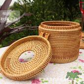 越居抽南藤编卷筒纸巾盒南秋藤编纸盒卷收纸ZJ 4纸巾筒纳盒老藤艺