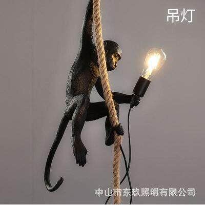 北欧树脂猴儿壁灯童房酒282吧餐厅廊店面装饰灯动物走麻绳子猴子