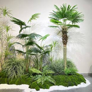 仿真蒲葵台唐棕蒲榈叶20030216落院地假绿植物室内阳橱窗棕庭造景