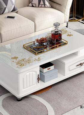 欧式圆角茶几PYK简现家用客厅电代视柜茶几小组合户型钢化约玻璃