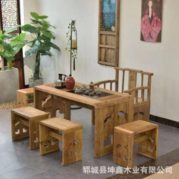 新中式老榆木茶桌餐桌家用实木风化老门板喝茶桌实木茶桌椅组合,商业/办公家具,茶台/茶桌,淘宝优惠券,粉丝福利购,淘宝优惠卷