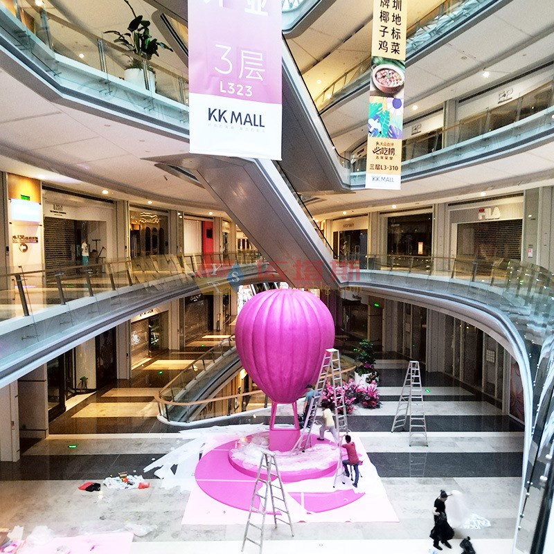 依塔斯深圳市京基100热恋玻璃A钢造型热气球雕塑大型商业广场美陈