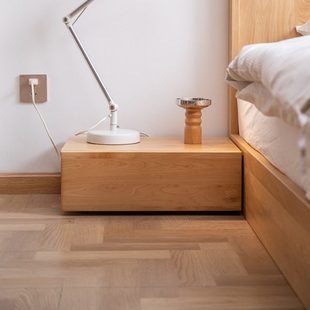 全实木榻榻米床头柜柏木北欧悬空简约日式现代超矮柜悬浮地台极简