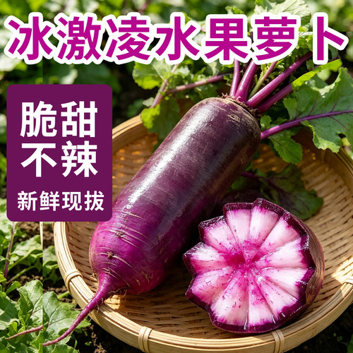 冰淇淋水果萝卜冰激凌红萝卜潍坊冰糖心甜脆水果型凤梨潍县紫萝卜