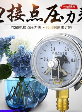 浙江圣迪直接式电接点压力表YX-60水压表 带控制真空表-0.1-0MPA