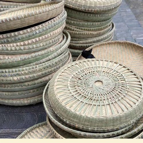 四川农家b簸箕竹编纯手工家用晾晒圆形农家竹匾竹制品簸箕簸盖筛