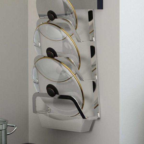 304不锈钢锅盖架壁挂式免打孔置物架收纳架子带接水盘菜板砧板架