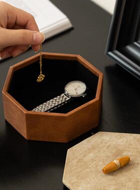 十三意式轻奢焦糖色绒皮革收纳首饰盒装饰摆件头匠高RZB-2867端床