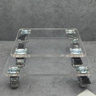 亚克力花托盘241012带轮盆移可动透明隐形万向轮滑底轮滚轮底座电