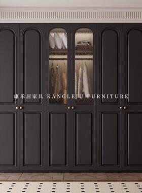中式复古风衣柜欧松HOQ板黑色柜子衣家法用卧室出租房小户型经济