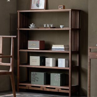 有清堂博古架新中式多宝阁黑胡桃木置物架实木展示架博物架收纳架