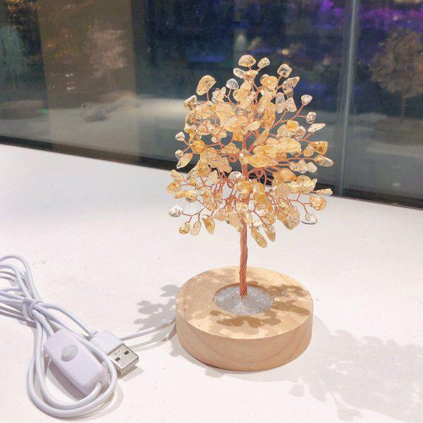 天然绿紫粉黄水晶树摆件家居客厅创意礼物家居工艺礼物品装饰