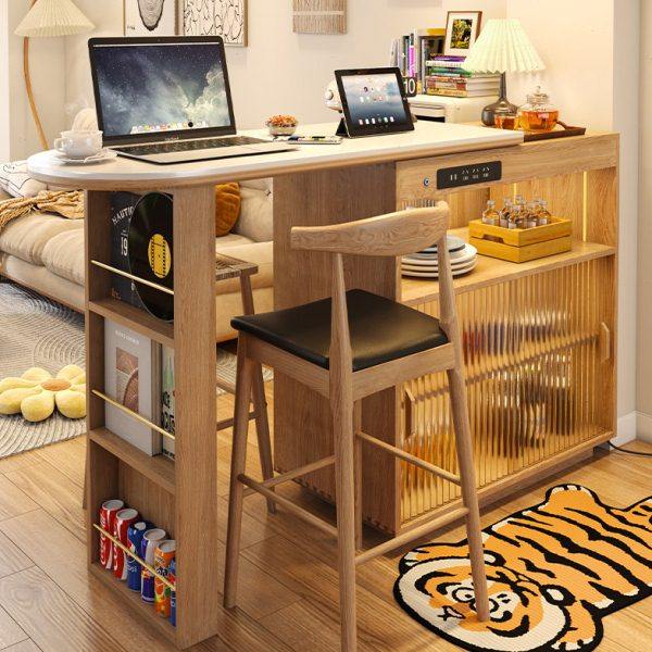 实木吧台可伸缩原木风岩板茶桌餐边柜家用日式小户型客厅隔断柜子,住宅家具,吧台,淘宝优惠券,粉丝福利购,淘宝优惠卷