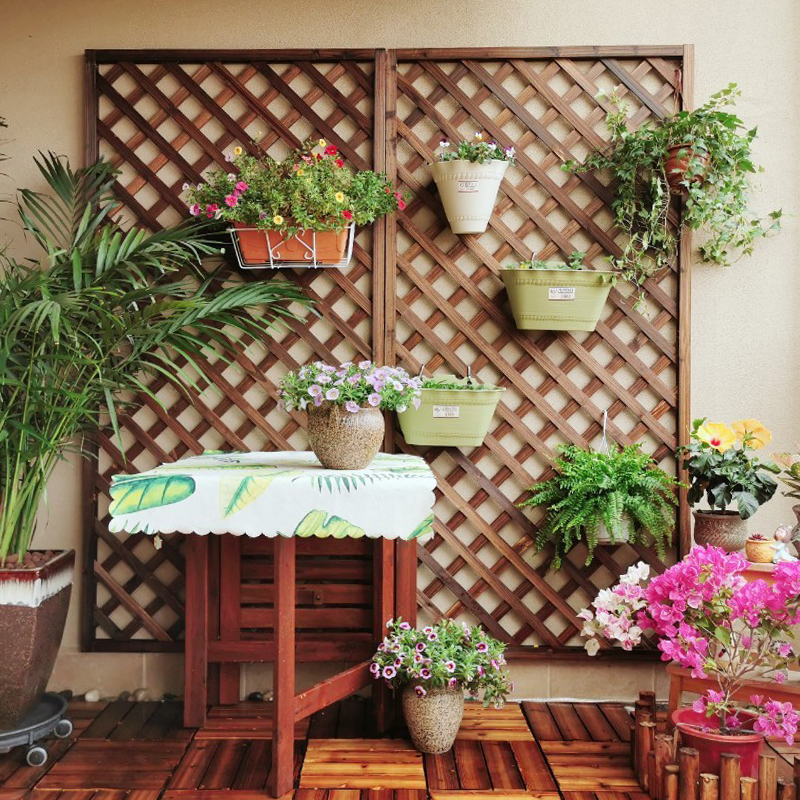 木栅栏网格网片阳台壁挂隔断y花架木质围栏护栏爬藤花架防腐碳化