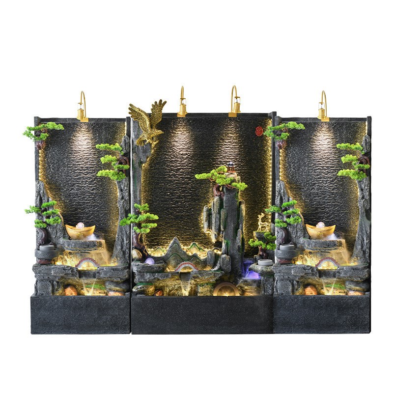 水幕墙流水屏风假山摆件循环水玄关办公室庭院喷泉鱼池背景水景观