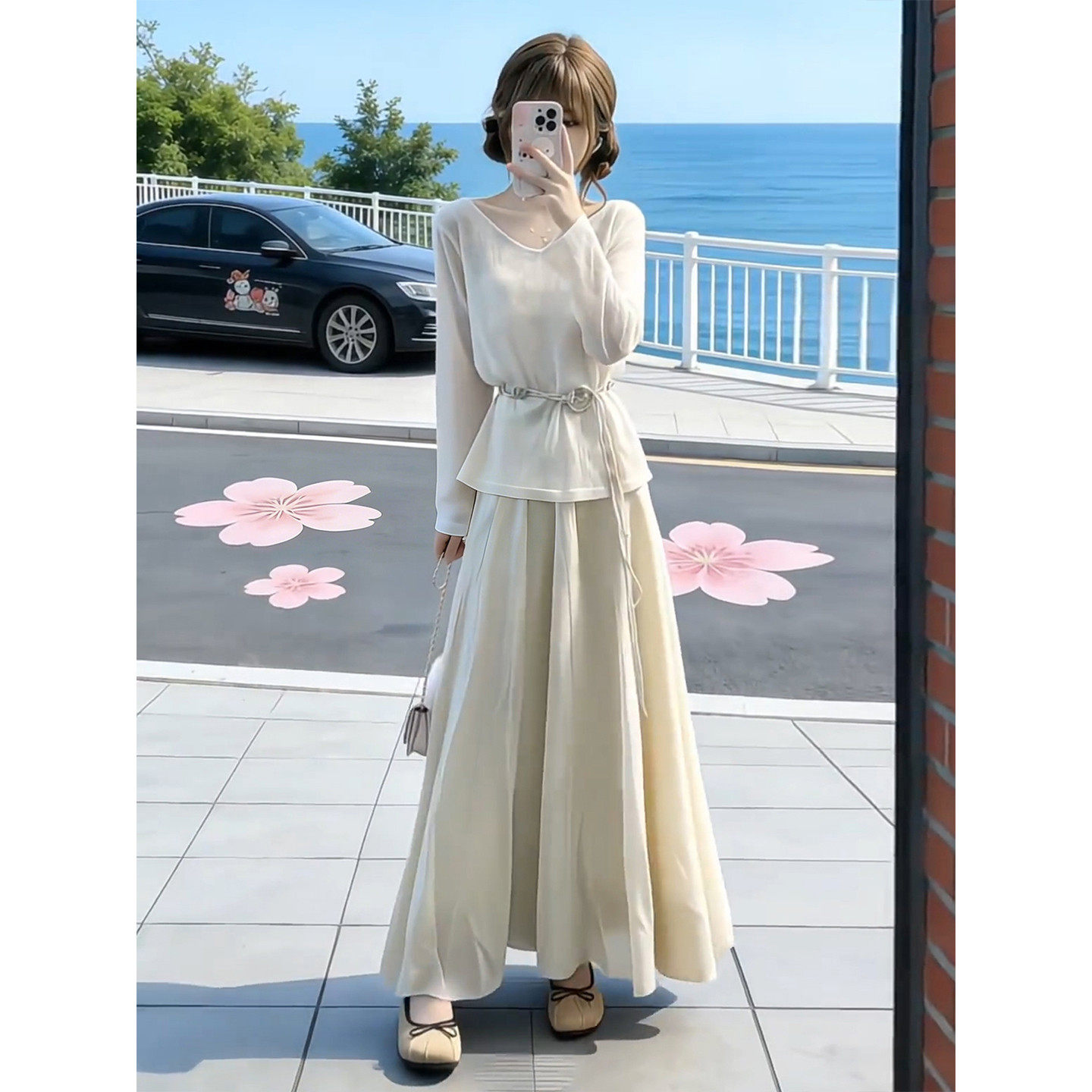 2026新款早春季小个子独特漂亮巨好看连衣裙子女针织罩衫套装长裙