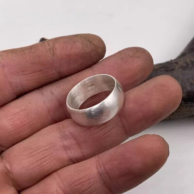 古法手工999纯银男士素圈戒指