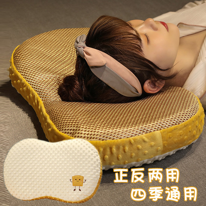 可爱凉席枕头夏季记忆棉单人猫肚皮枕加枕套护颈椎助睡眠睡觉专用