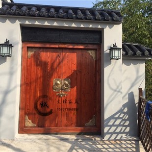 仿古实木大门榆木双开门别墅庭院木门古宅进户门祠堂大门四合院门