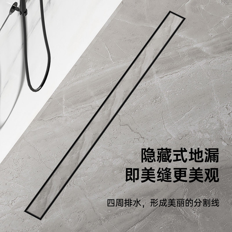 隐形地漏加长可镶嵌瓷砖304不锈钢长条型防臭淋浴房卫生间全铜芯