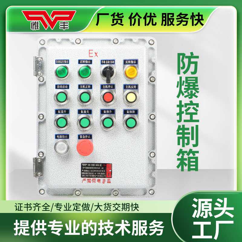 惟丰防爆箱接线箱配电箱操作柱两指示灯IP66铸铝按钮盒开关控制箱