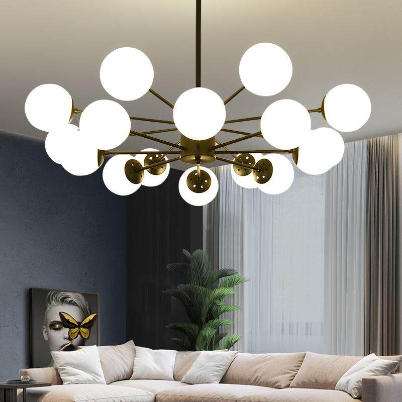 北欧风吊灯现代简约大气金色客厅大灯网红创意卧室餐厅魔豆灯饰