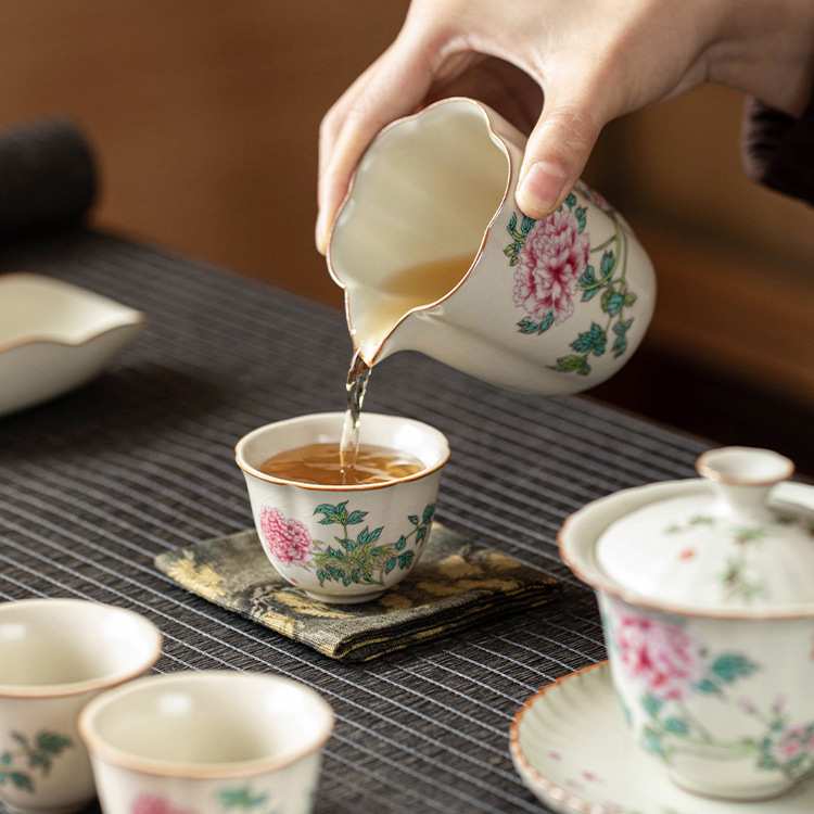 汝窑公道杯茶漏一体分茶器高档公杯三件套陶瓷茶海茶道匀杯漏网