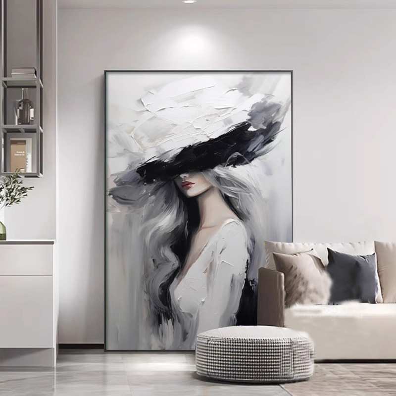 现代轻奢客厅玄关装饰画美女高清喷绘卧室餐厅走廊超现代主义挂画