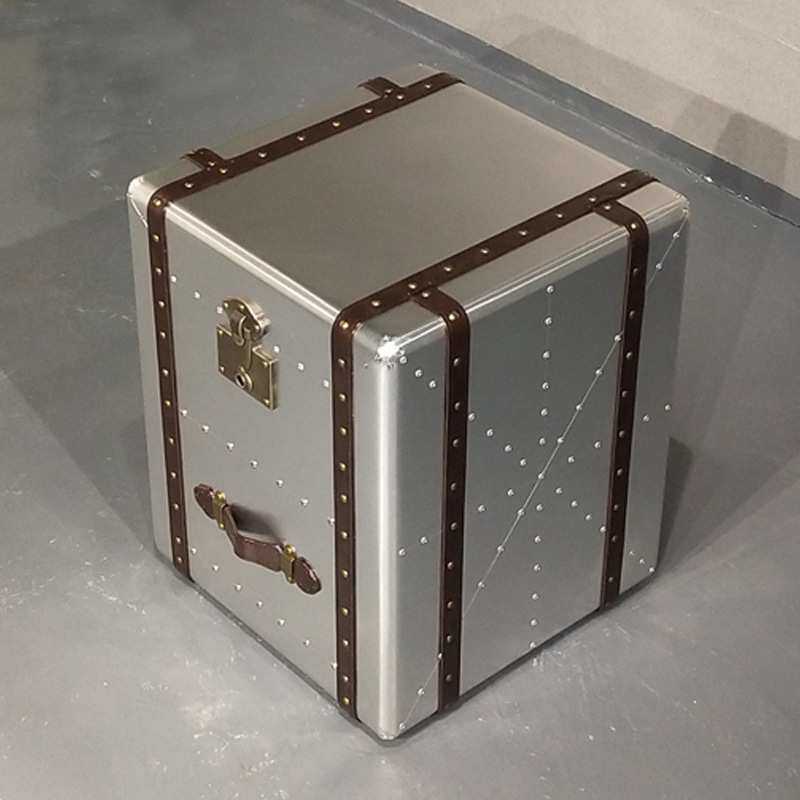 个性角几工业风loft铝皮铆钉复古创意时尚音乐酒吧健身房双抽边几