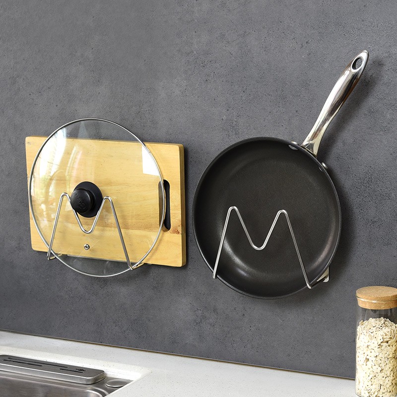 免打孔壁挂锅盖架收纳架大号304不锈钢挂式放P砧板架厨房菜板架子