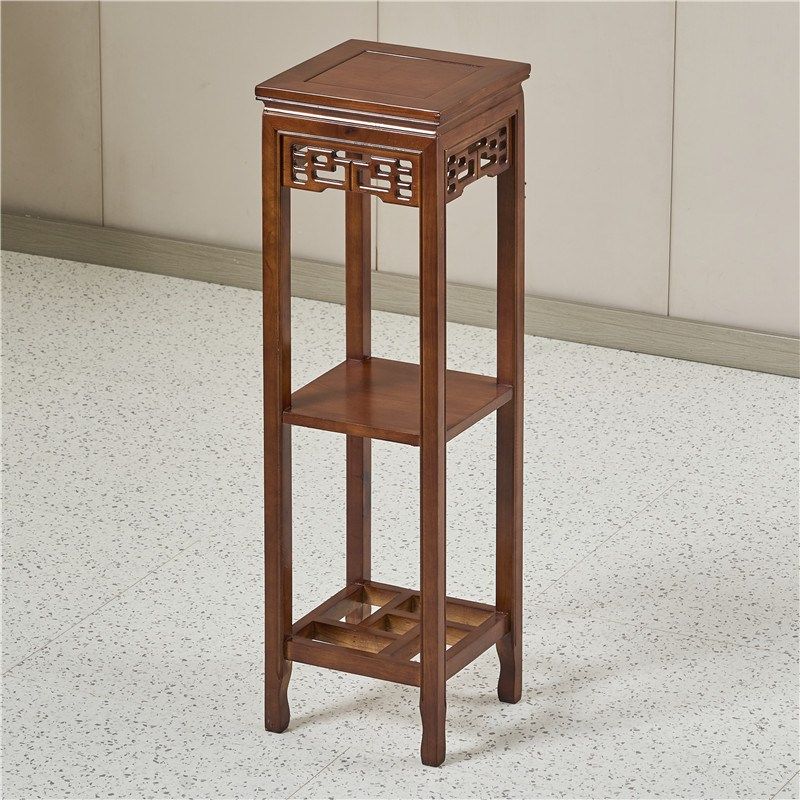 实木花架盆景架子客厅中式仿古家具多层落地M仿红木三层120高花几