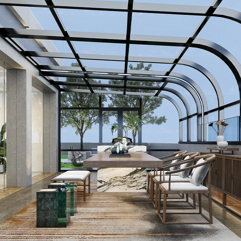 移动阳光房定制防违建可折v叠玻璃房阳台推拉智能电动伸缩阳光房